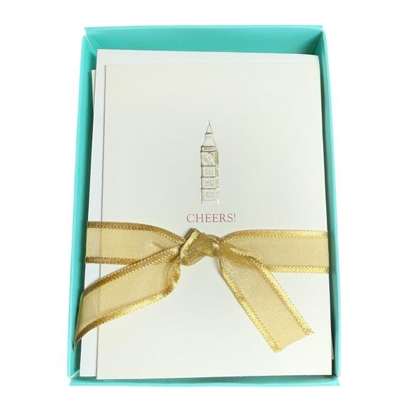 Graphique de France Gold Big Ben Cheers La Petite Presse 10 Blank Note Cards - Picture 2 of 5